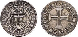 D. João III - Tostão; V-L; 1.º tipo, ... 
