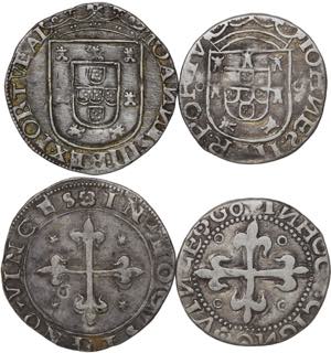 D. João III - Lote (2 moedas) - Tostão, ... 