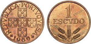 Portugal - Republic - 1 Escudo 1969; Bronze; ... 