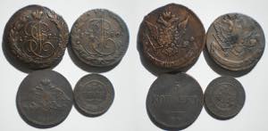 Rússia - Lote (4 moedas) - 5 Kopeks 1772, ... 