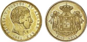 Portugal - Pedro V (1853-1861) - Gold - 5000 ... 