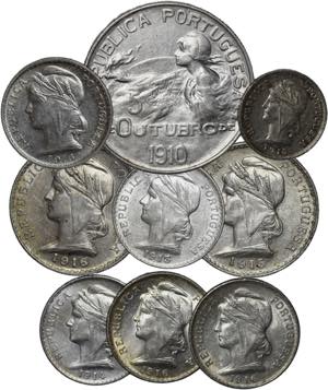 Portugal - Republic - Lot (9 coins) - Silver ... 