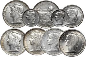 República - Lote (9 moedas) - 1$00 ND (5 ... 