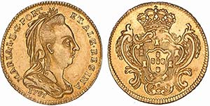 Gold - Meio Escudo 1787; Widows Veil; ... 