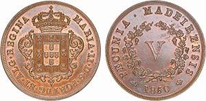 Madeira - D. Maria II (1834-1853) - V Réis ... 