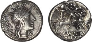 Roman - Republic - Porcia - Denarius; M. ... 