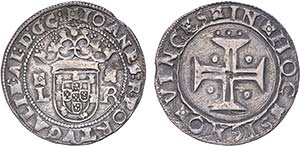 D. João III - Tostão; L-R (florão sobre L ... 