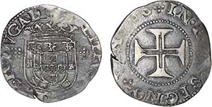D. Filipe I - Tostão; escudo ladeado por ... 