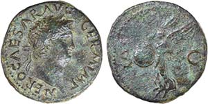 Romanas - Nero (54-68) - Asse; NERO CAESAR ... 