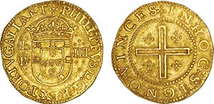 D. Filipe II - Ouro - 4 Cruzados; LB-IIII; ... 