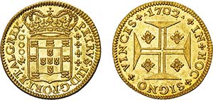 D. Pedro II - Ouro - Moeda 1702; Excelente ... 