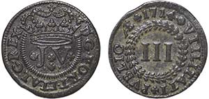 D. João V - III Réis 1714; G.08.03; MBC+