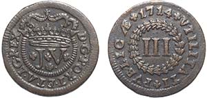 D. João V - III Réis 1714; G.11.02; MBC