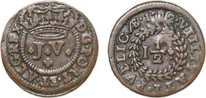 D. João V - Real e Meio 1712; moeda ... 