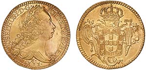D. José I - Ouro - Peça 1777 R; v.s.; ... 
