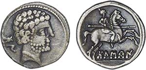 Ibero-Roman - Osca - Denarius; 180-20 BC; ... 
