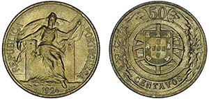 Portugal - Republic - 50 Centavos 1924; ... 