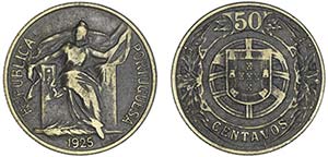 Portugal - Republic - 50 Centavos 1925; ... 