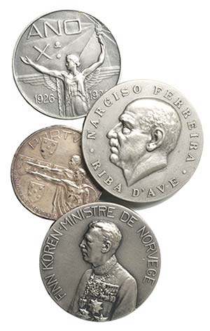 Medalhas - Lote (4 medalhas) Prata 1921-1935 ... 