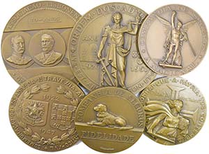 Lote (6 medalhas) - Bronze 1947, 1945, 1960, ... 