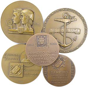 Lote (5 medalhas) - Bronze 1946, 1940, 1950, ... 