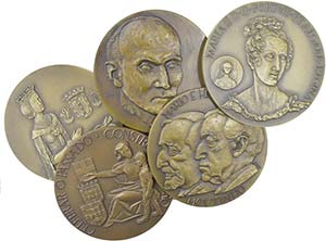 Lote (5 medalhas) - Bronze 1985, 1966, 1975, ... 