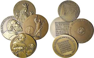 Lote (4 medalhas) - Bronze 1984, 1988, 1972, ... 