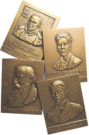 Medalhas - Lote (4 medalhas) Bronze Cesário ... 