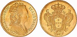 D. Maria I - Ouro - Peça 1800 R; G.33.20, ... 