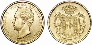 D. Luís I - Ouro - 5000 Réis 1869; ... 