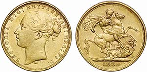 Australia - Gold - Sovereign 1880 M; KM.7; ... 