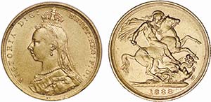 Australia - Gold - Sovereign 1888 S; KM.10; ... 