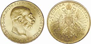 Austria - Gold - 100 Corona 1915; restrike; ... 
