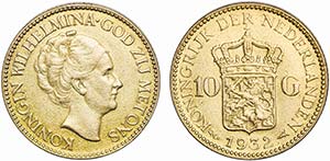 Netherlands - Gold - 10 Gulden 1932; KM.162; ... 