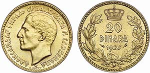 Yugoslavia - Gold - 20 Dinara 1925; KM.7; ... 