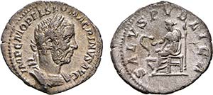 Roman - Macrinus (217-218) - Denarius; SALVS ... 