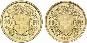 Switzerland - Lot (2 Coins) - Gold - 20 ... 