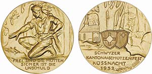 Medals - Switzerland - Gold - Medal 1952; ... 