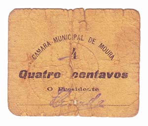 Emergency Paper Money - Portugal - Moura; 4 ... 