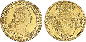 Gold - Meio Escudo 1751-I; Excelente Estado ... 