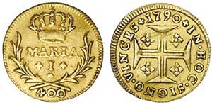 Gold - Cruzado Novo (Pinto) 1790; G.19.03, ... 