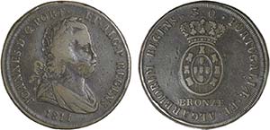 Ensaio Bronze 30 Réis 1811; BRONZE; Rara; ... 