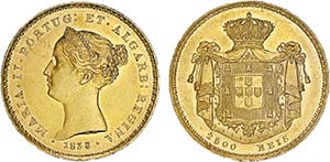 Gold - 2500 Réis 1838; data emendada 8/6, ... 