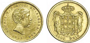 Gold - 1000 Réis 1855; G.09.01, JS P5.8; ... 