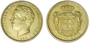 Gold - 10 000 Réis 1879; G.17.03, JS Lu.2; ... 