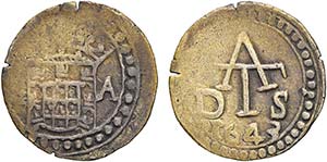 Silver - Tanga 1643; G-A/D-S, Goa to Ceylon; ... 
