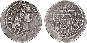 Meio Pardau 1755; Goa; G.45.03, FV Jo.71, ... 