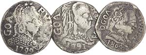 Lot (3 Coins) - Silver - Rupia 1791, Goa, ... 
