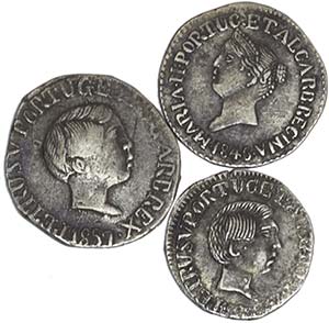 Lot (3 Coins) - Silver - D. Maria II: Meio ... 