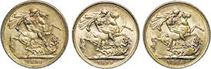 Lot (3 Coins) - Gold - Australia: Sovereign ... 